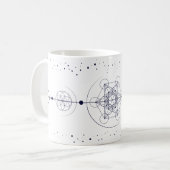 Metatron Mond und Sterne heilige Geometrie blau Kaffeetasse (Vorderseite Links)