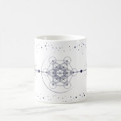 Metatron Mond und Sterne heilige Geometrie blau Kaffeetasse (Mittel)