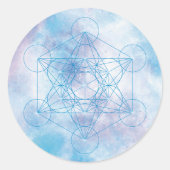 Metatron’s Cube Sacred Geometry Runder Aufkleber (Vorderseite)