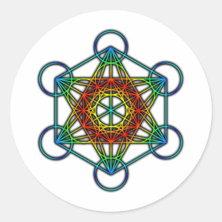Metatron-Würfel (Farbe 1) Runder Aufkleber
