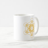 Metatron Würfel-Gold Kaffeetasse (VorderseiteRechts)