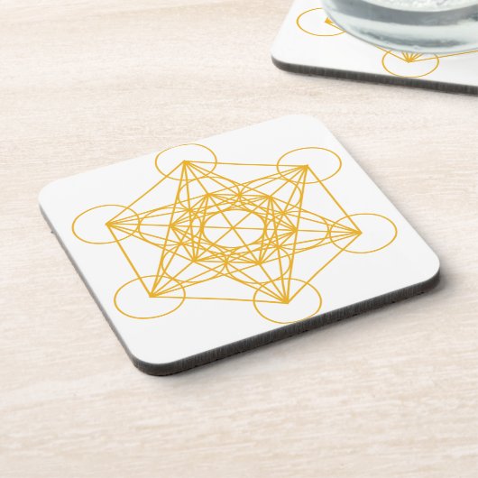 Metatron Würfel-Gold Untersetzer (Linke Seite)