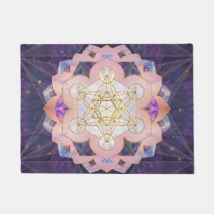 Metatron-Würfel in Gemstone-Lotus Fußmatte