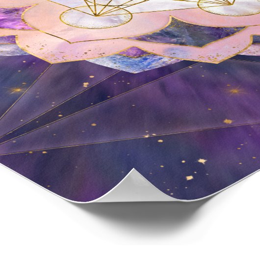 Metatron-Würfel in Gemstone-Lotus Poster (Ecke)