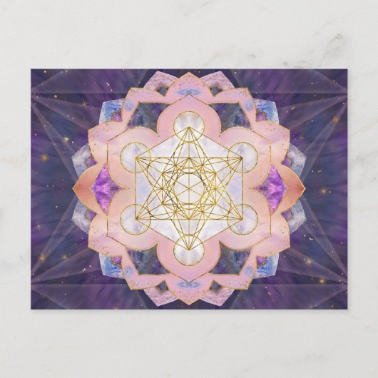 Metatron-Würfel in Gemstone-Lotus Postkarte (Vorderseite)