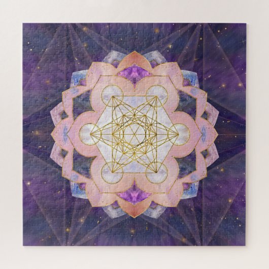 Metatron-Würfel in Gemstone-Lotus Puzzle (Horizontal)