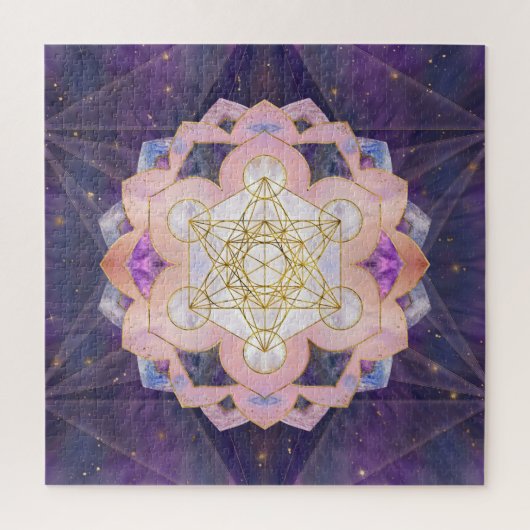 Metatron-Würfel in Gemstone-Lotus Puzzle (Vertikal)