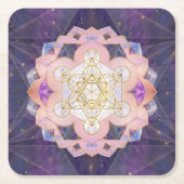 Metatron-Würfel in Gemstone-Lotus Rechteckiger Pappuntersetzer (Vorderseite)
