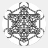 Metatron-Würfel (schwarz) Runder Aufkleber (Vorderseite)