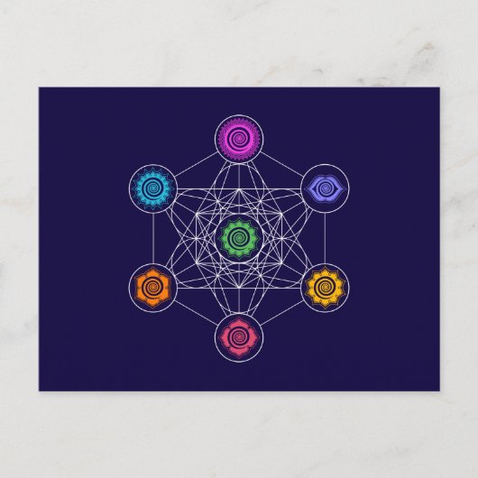 Metatronen Cube, Chakras, Kosmische Energiezentren Postkarte (Vorderseite)