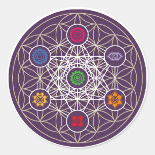 Metatronen Cube, Chakras, Kosmische Energiezentren Runder Aufkleber
