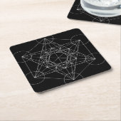 Metatrons Cube Black & White Rechteckiger Pappuntersetzer (angewinkelt)