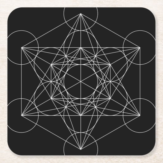 Metatrons Cube Black & White Rechteckiger Pappuntersetzer (Vorderseite)