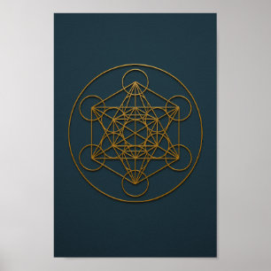 Metatron's Cube Blue & Bronze Poster
