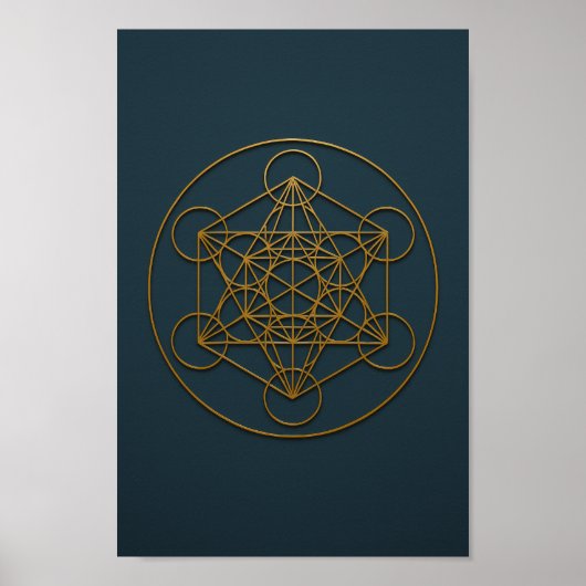 Metatron's Cube Blue & Bronze Poster (Vorne)