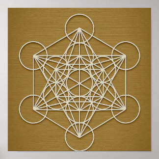 Metatron's Cube Bronze White Poster