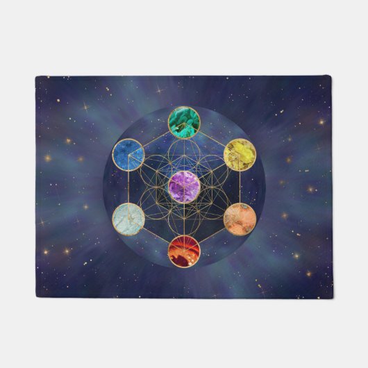 Metatrons Cube Chakras Sacred Geometry Fußmatte (Vorderseite)