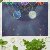 Metatrons Cube Chakras Sacred Geometry Geschirrtuch (Gefaltet)