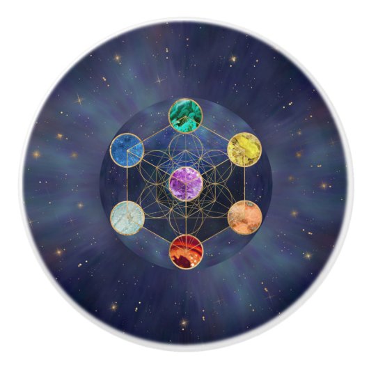 Metatrons Cube Chakras Sacred Geometry Keramikknauf (Vorderseite)