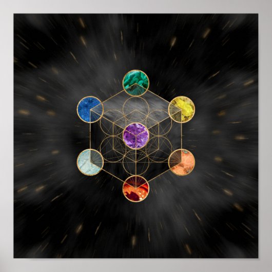 Metatrons Cube Chakras Sacred Geometry Poster (Vorne)