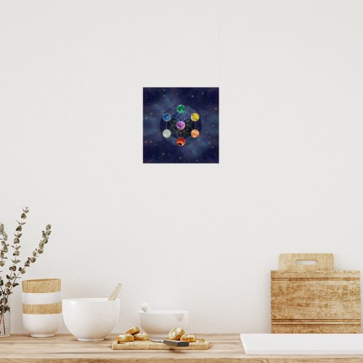 Metatrons Cube Chakras Sacred Geometry Poster (Küche)