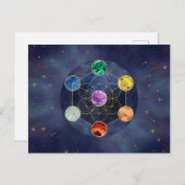 Metatrons Cube Chakras Sacred Geometry Postkarte (Vorne/Hinten)