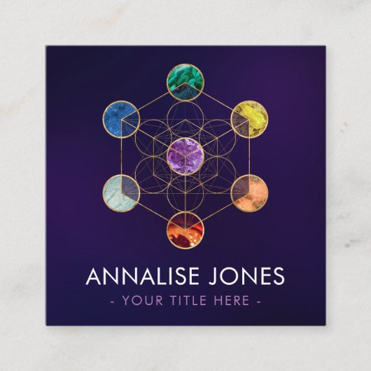 Metatrons Cube Chakras Sacred Geometry Quadratische Visitenkarte (Vorderseite)