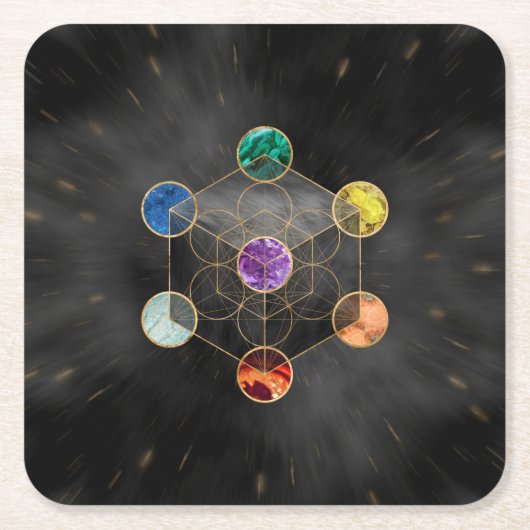 Metatrons Cube Chakras Sacred Geometry Rechteckiger Pappuntersetzer (Vorderseite)