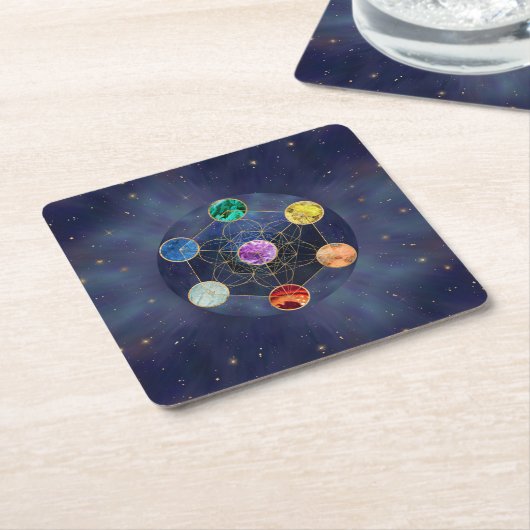 Metatrons Cube Chakras Sacred Geometry Rechteckiger Pappuntersetzer (angewinkelt)