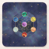 Metatrons Cube Chakras Sacred Geometry Rechteckiger Pappuntersetzer (Vorderseite)