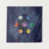 Metatrons Cube Chakras Sacred Geometry Wandteppich (Vorderseite (Horizontal))