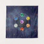 Metatrons Cube Chakras Sacred Geometry Wandteppich (Vorderseite)