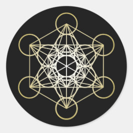 Metatron's Cube - Gold Version Runder Aufkleber