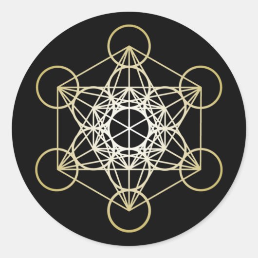 Metatron's Cube - Gold Version Runder Aufkleber (Vorderseite)