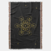 Metatron's Cube Heilige Geometrie Schwarz und Gold Decke (Vorderseite Vertikal)