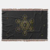 Metatron's Cube Heilige Geometrie Schwarz und Gold Decke (Vorderseite)