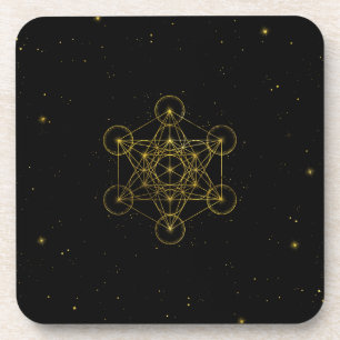 Metatron's Cube Heilige Geometrie Schwarz und Gold Getränkeuntersetzer