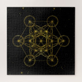 Metatron's Cube Heilige Geometrie Schwarz und Gold Puzzle (Horizontal)