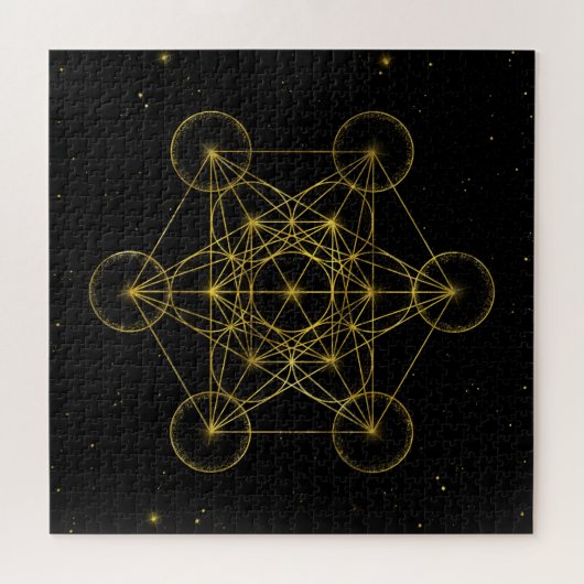Metatron's Cube Heilige Geometrie Schwarz und Gold Puzzle (Horizontal)
