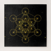 Metatron's Cube Heilige Geometrie Schwarz und Gold Puzzle (Vertikal)
