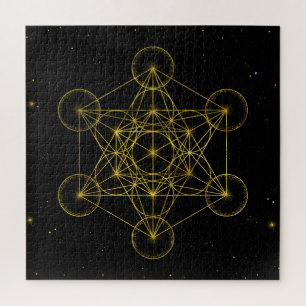 Metatron's Cube Heilige Geometrie Schwarz und Gold Puzzle