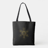 Metatron's Cube Heilige Geometrie Schwarz und Gold Tasche (Rückseite)
