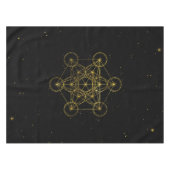 Metatron's Cube Heilige Geometrie Schwarz und Gold Tischdecke (Vorderseite (Horizontal))