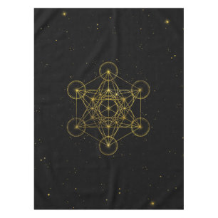 Metatron's Cube Heilige Geometrie Schwarz und Gold Tischdecke