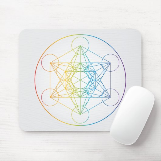 Metatron's Cube Illustration Rainbow Colors Mousepad (Mit Mouse)