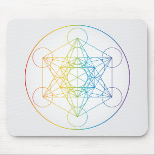 Metatron's Cube Illustration Rainbow Colors Mousepad