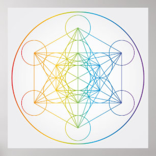Metatron's Cube Illustration Rainbow Colors Poster
