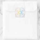 Metatron's Cube Illustration Rainbow Colors Quadratischer Aufkleber (Tasche)