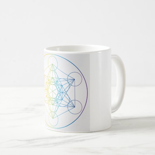 Metatron's Cube Illustration Rainbow Colors Sacre Kaffeetasse (VorderseiteRechts)