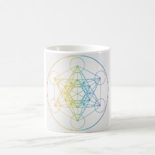 Metatron's Cube Illustration Rainbow Colors Sacre Kaffeetasse